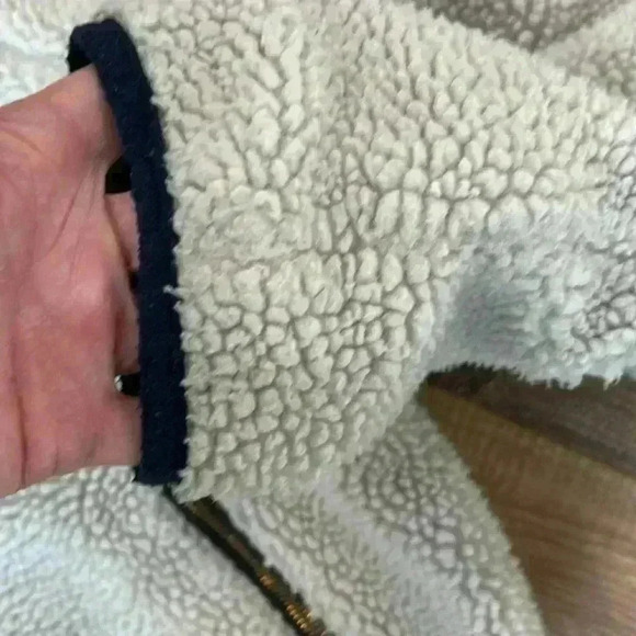 jcrew crewcuts kids sherpa jacket zip front girls 14 cream, navy, & neon pink - Picture 8 of 15